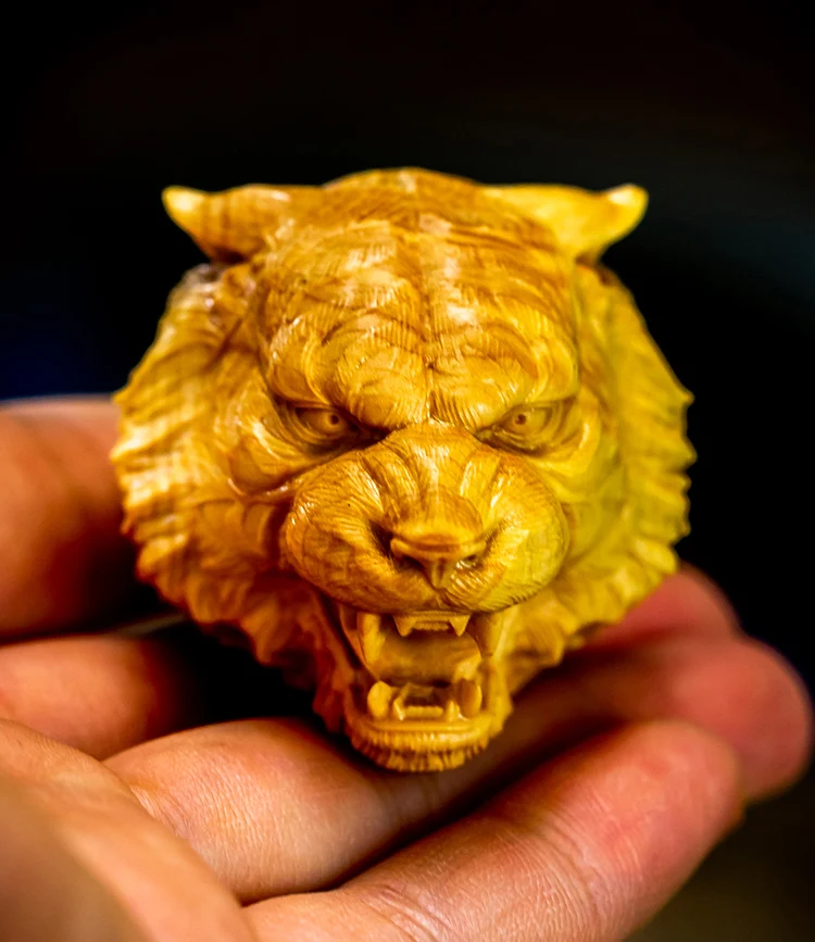 

Boxwood 5cm 6cm Tiger Head Boxwood Chinese Zodiac Feng Shui Pendant Wood Statue Car Hanging Lucky Home Decor