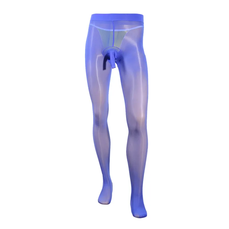 Пикантные мужские блестящие колготки с внутренним силиконовым наконечником для