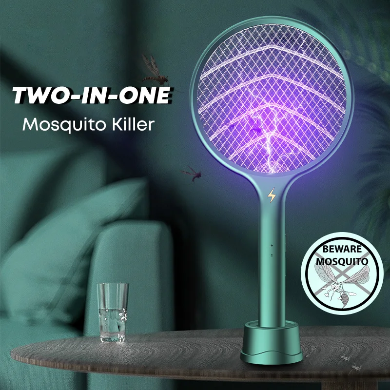 

LED Electric Mosquito Swatter Mosquito Killer Lamp USB Rechargeable Desktop Wall Mounted Killer Trap Insect Racket