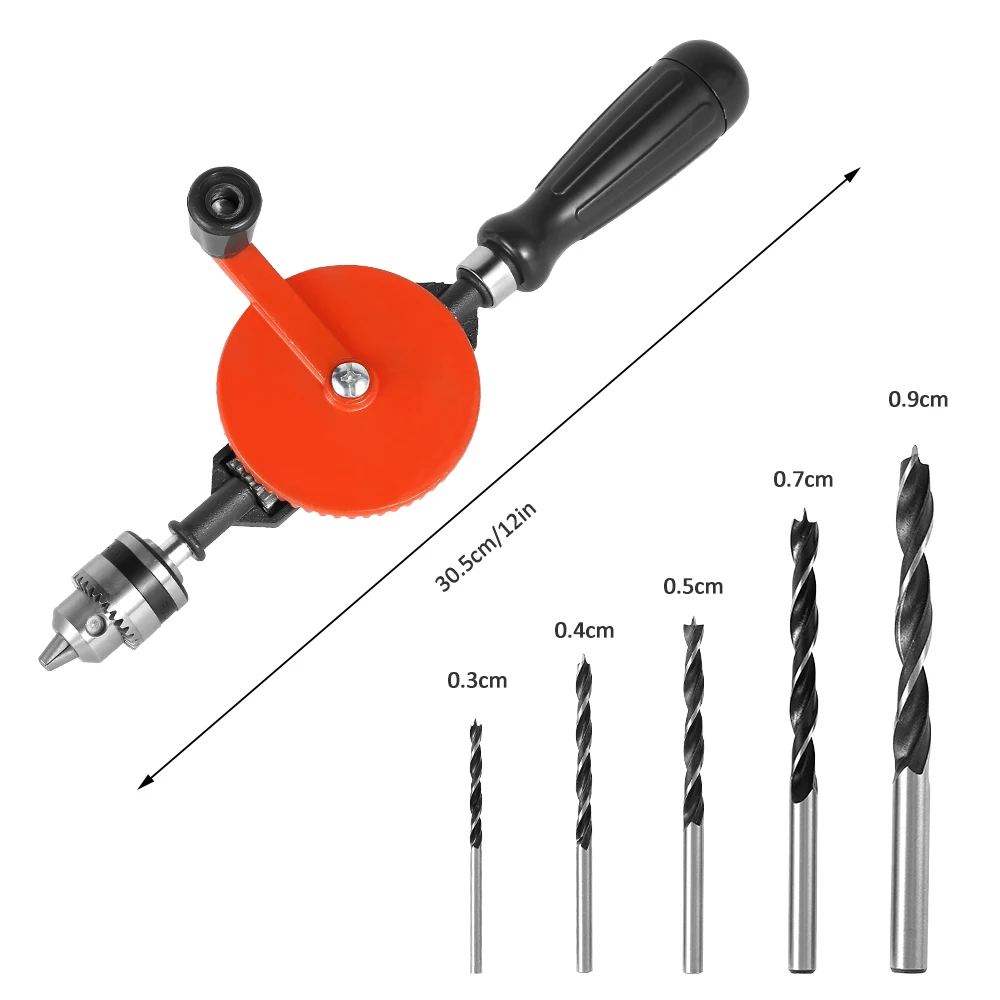 

Manual Hand Drill with Anti Slip Handle Cast Jaw Chuck Steel Double Pinions Drilling Tool for Wood Plastic Acrylic Circuit Board