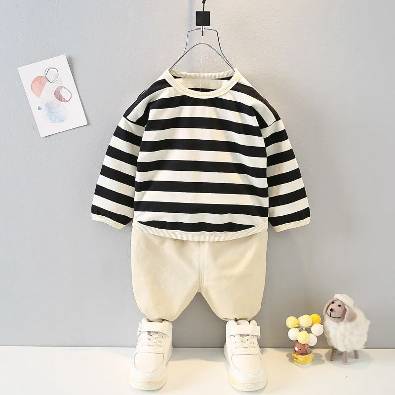 

Baby Girls Boys Clothing Sets Autumn Spring New Fashion Infant Cotton Striped Tops+Pants 2pcs Kids Suits Toddler Casual Clothes