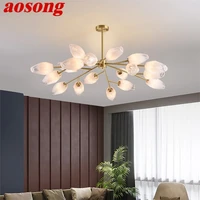 aosong hanging chandelier brass modern led pendant light fixtures luxury decorative for home living room bedroom villa