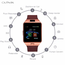Touch Screen Smart Watch dz09 With Camera Bluetooth WristWatch SIM Card Smartwatch For Ios Android Phones Support Multi language