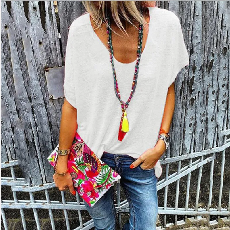 

Summer high-quality candy color fashion V-neck short-sleeved T-shirt bottoming shirt female two-piece suit