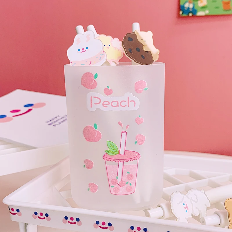 

W&G Ins Froste Pen Holder Cute Strawberry Pen Case Round Desktop Makeup Brush Storage Female Kawaii Pencil Case Pen Organizer