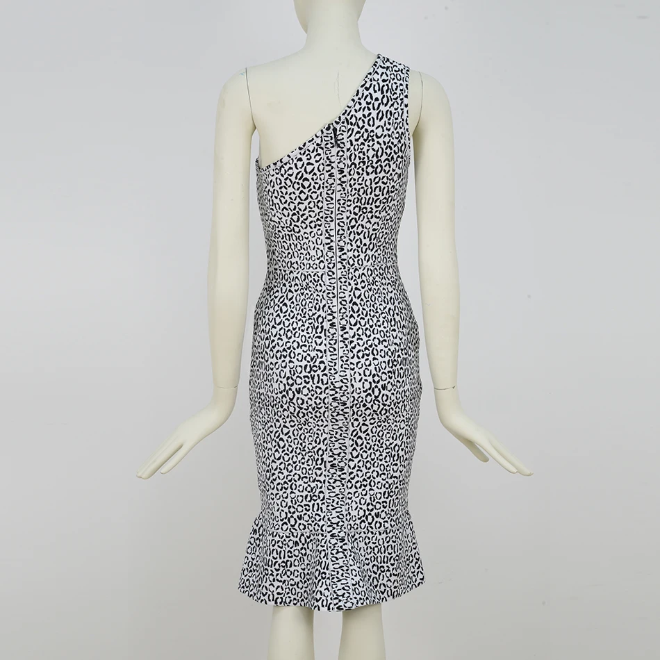 

2021 New Women'S Summer Print Sexy One-Shoulder Strapless Backless Tight Bandage Dress Fashionable And Elegant High Street Party