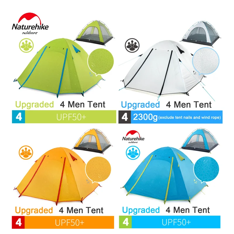 Billig Naturehike 2/3/4 Person Ultraleicht Ultraleicht Wasserdichte Doppel Schicht Anti-uv Sonnenschutz Große Camping Zelte Nylon Atmungsaktive Mes