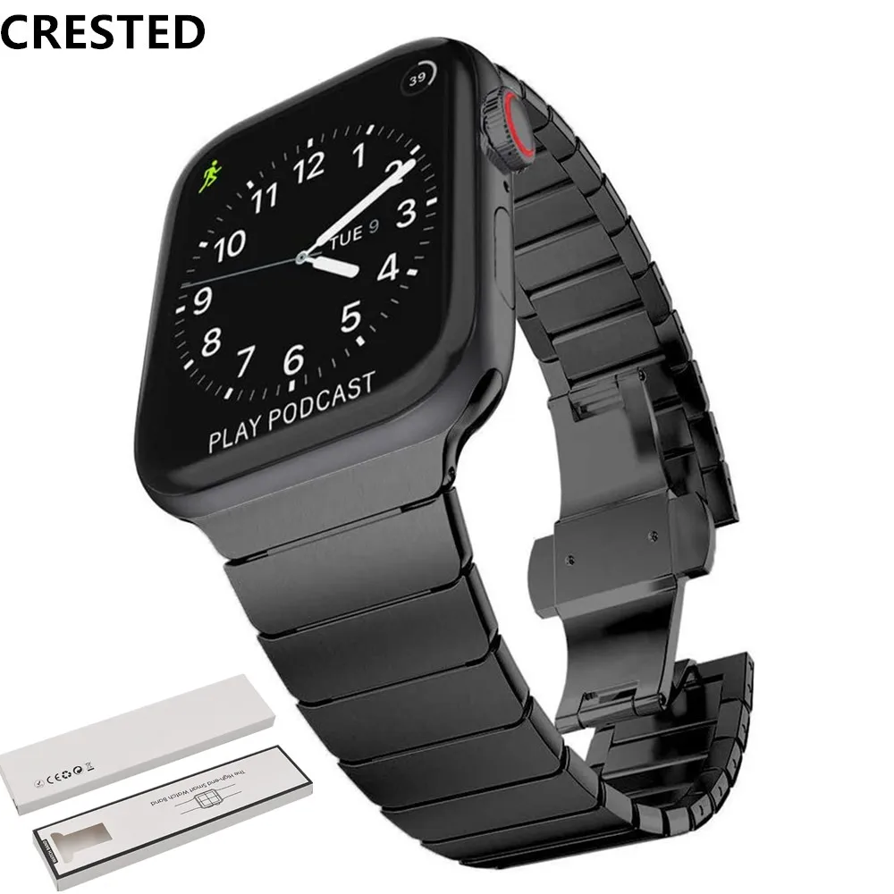 Ремешок из нержавеющей стали для Apple watch band 44 мм/42 мм correa роскошный браслет с