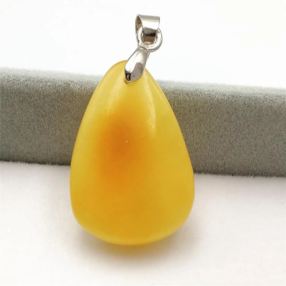 Ожерелье женское в форме прямоугольника из натурального желтого янтарного камня