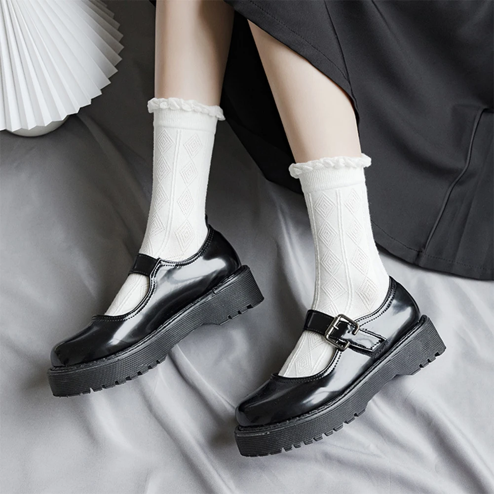 

Female White Socks Cute Japanese Jk Style Lolita Lace Women's Sock Ins Tide Summer Mid Tube Stringy Selvedge Spring Thin Section