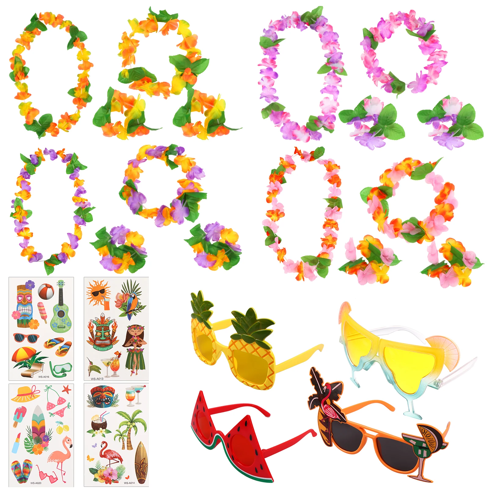 

Hawaiian Leis Headband Wristbands Wreath Necklace Bracelets Fruit Shape Glasses