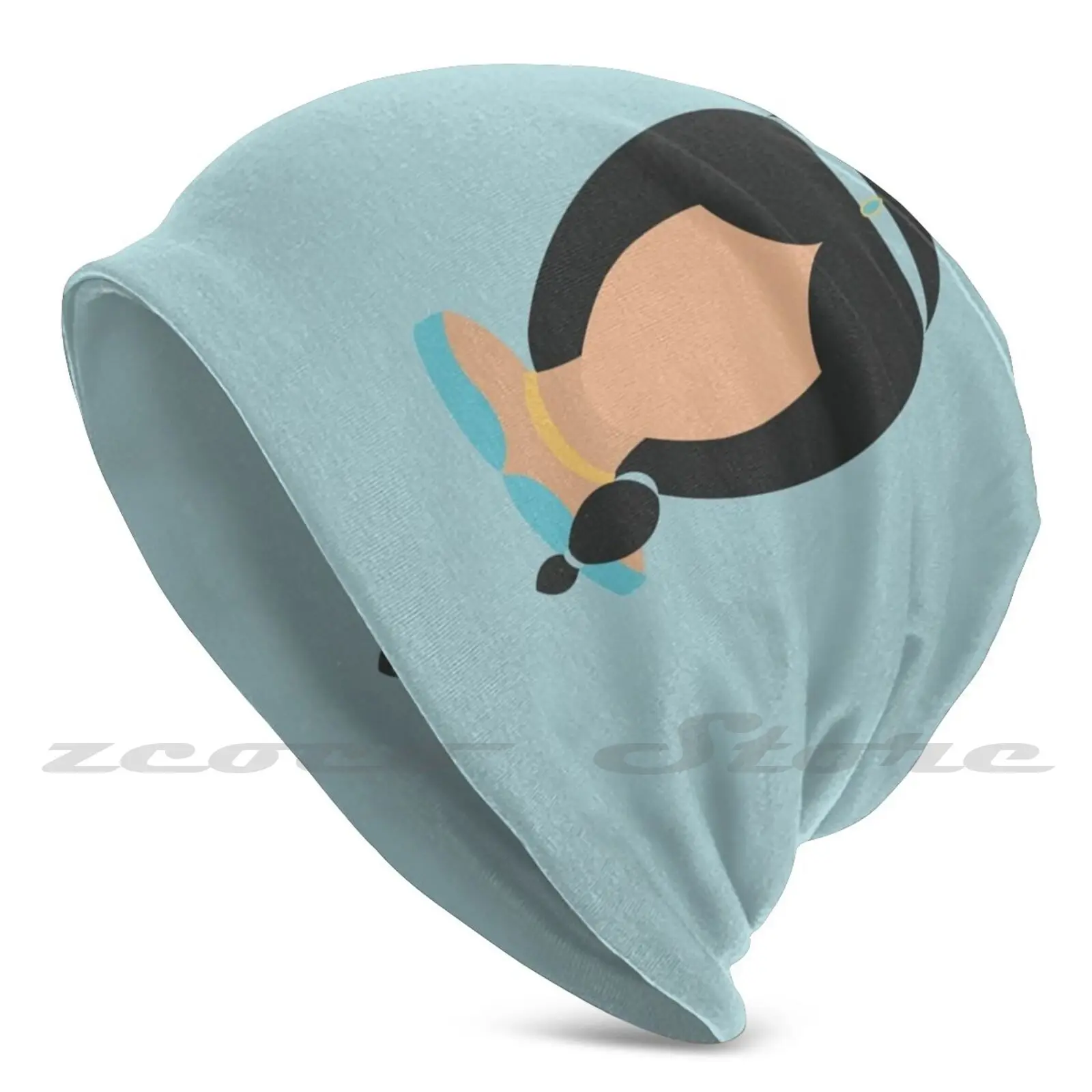 Бирюзовая вязаная шапка с изображением иконы принцессы мягкая эластичная для