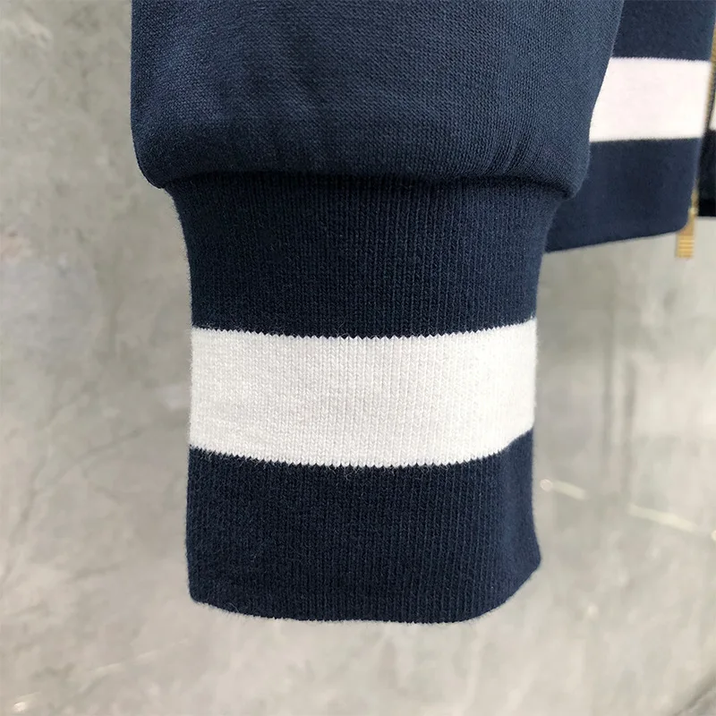 

2021 Fashion TB THOM Brand hooded Clothing Striped Cotton Jacket Men Sweatshirts Hoodies Casual Sportswear Spring Autumn Coat
