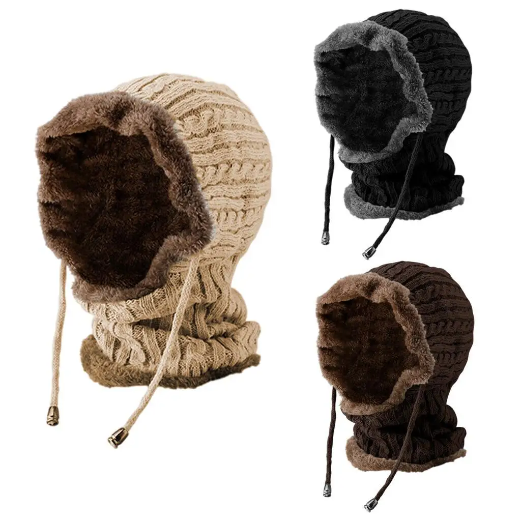 

2-in-1 Winter Knitted Beanie Hat Scarf Fleece Lined for Unisex Women Men Outdoor Sports Skiing Hiking Ear Warming