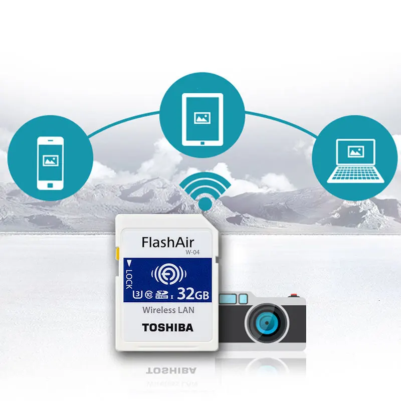 TOSHIBA Flash Air W-04 карта памяти 32 Гб 64 Гб wifi SD карта 90 МБ/с./с Беспроводная LAN Карта памяти Tarjeta sd wifi карта SD для камеры