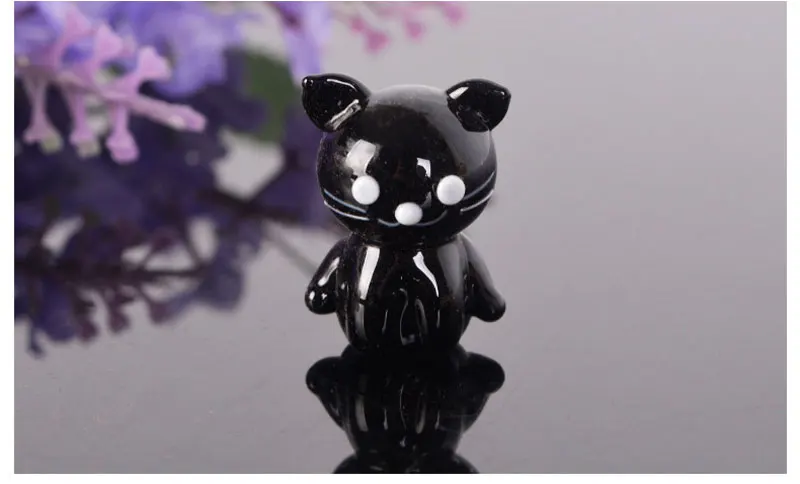 Красочный Кристалл Стекло Черный кот фигурки животных миниатюрные руки выдувные современные миниатюры домашний декоративный аксессуар Рождественский подарок
