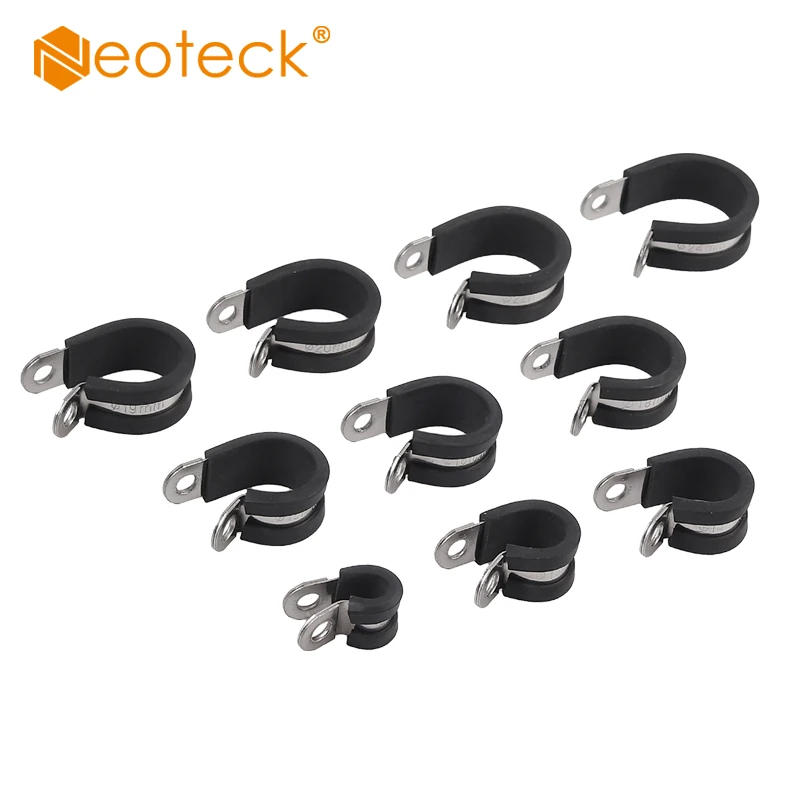 Neoteck Rubber-lined stainless steel P-clip Cable Mounting Hose Pipe Clamp |