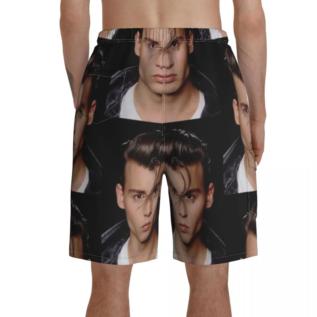 

Johnny Depp Board Shorts Swimming Trunks Polyester Men Beach Funny Swim Trunks