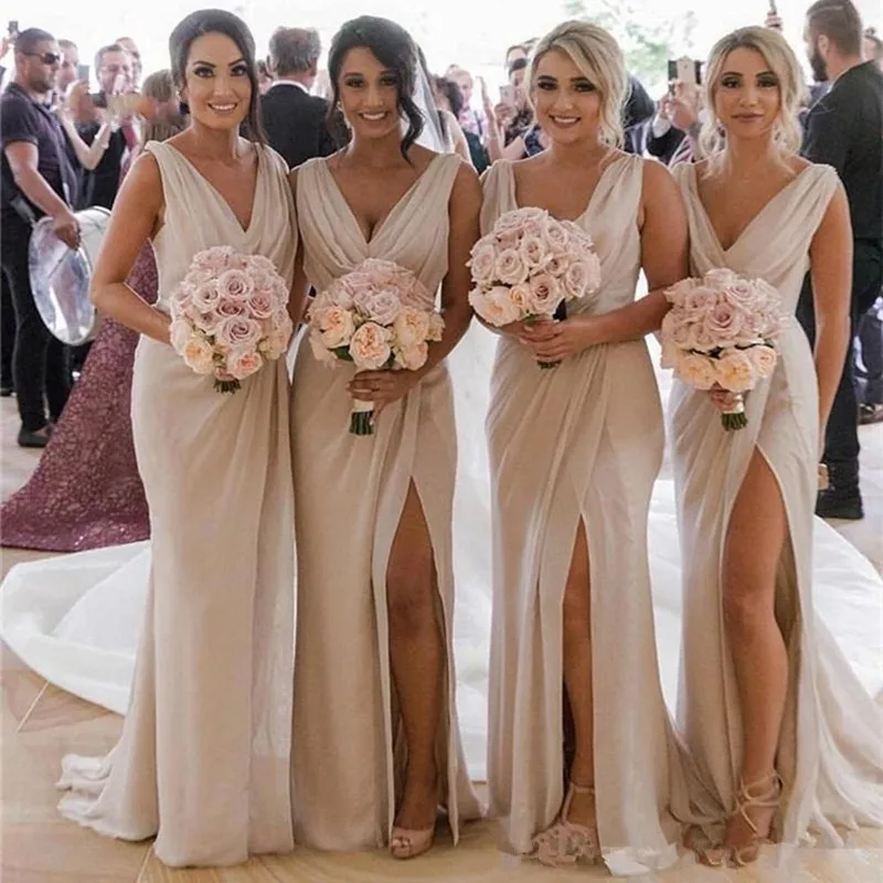 Шифоновое платье ANGELSBRIDEP с V-образным вырезом и длинным пикантные платья подружек