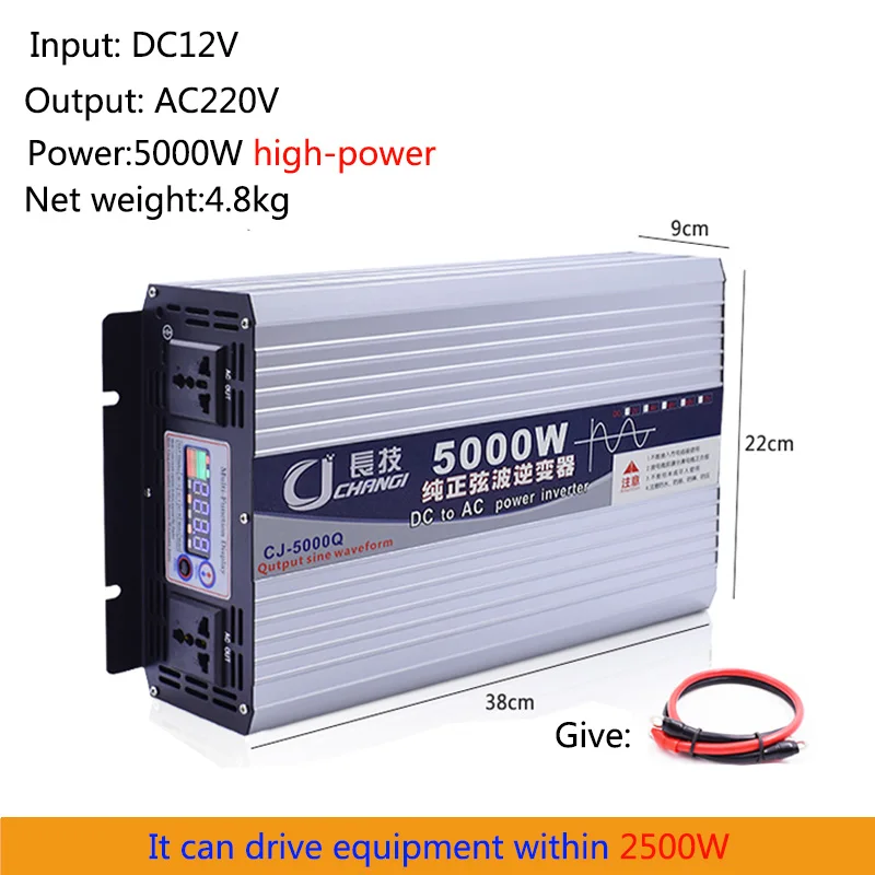 

Pure sine wave inverter DC12v24v48v60v72v to AC220V 5000W Voltage Transformer HighPower Converter automotive household appliance
