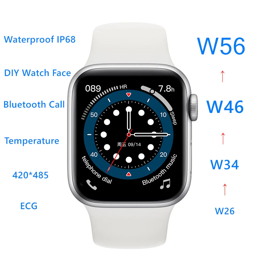 

IWO W56, - , Bluetooth, IP67, 2021 ECG IWO 12 13 W26 Series 6