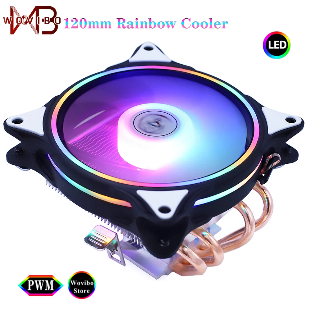 Wovibo Процессор кулер 120 мм вентилятор Ventilador PWM 4PIN низкий профиль LGA 775 1150 1151 1155 1156 1200
