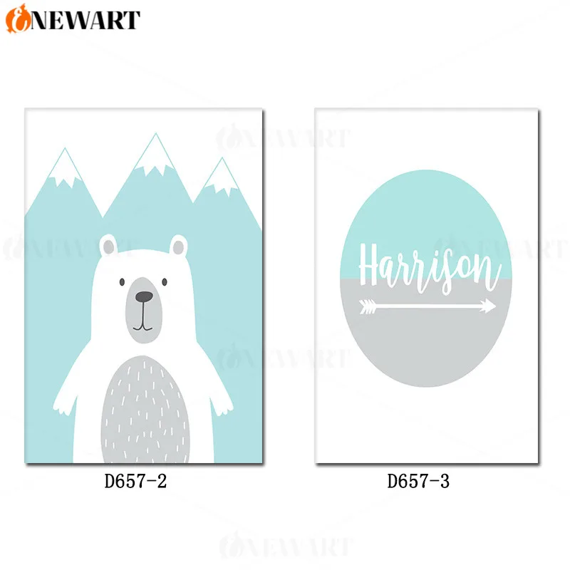 Пользовательское имя постер Детский Настенный художественный мультфильм