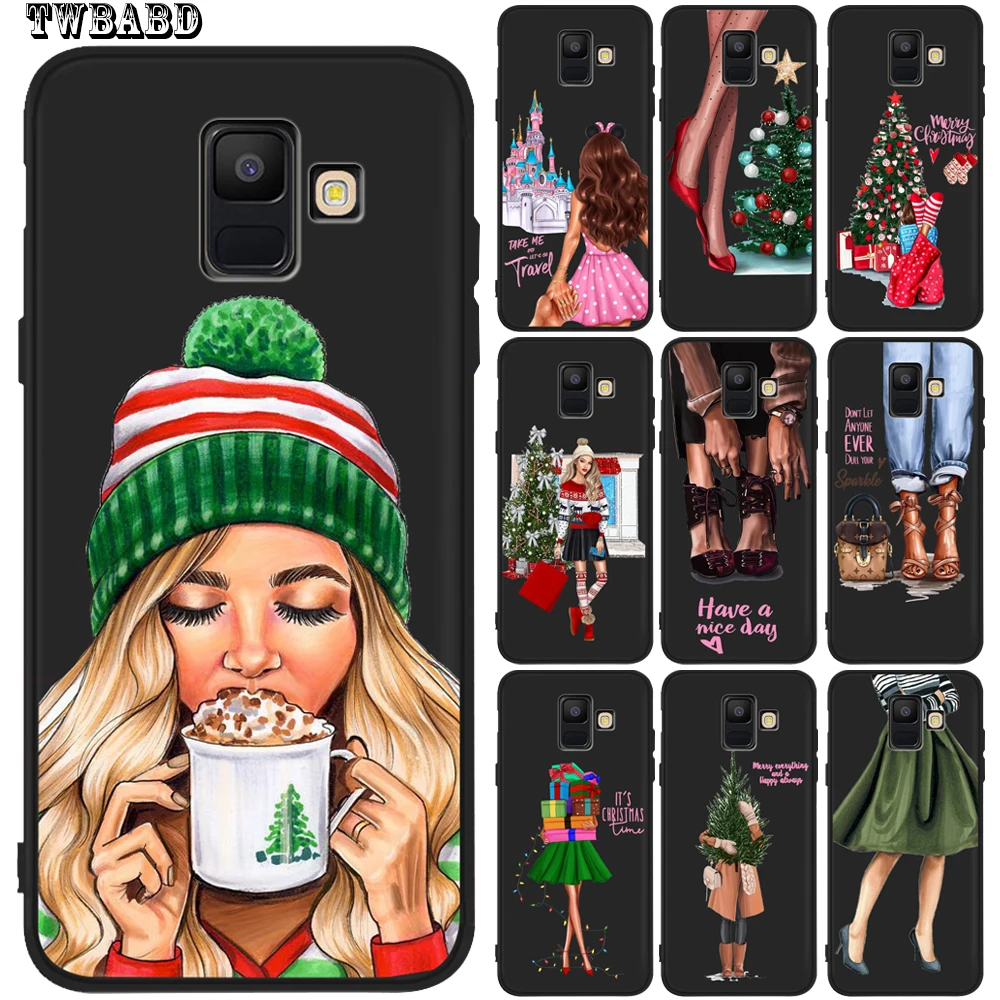 Роскошный модный Рождественский чехол для девочек Samsung Galaxy A7 2018 A6 A5 A8 Plus A3 2017