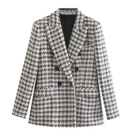 elmsk fashion blazer women texture blazer feminino england plaid double breasted blazer mujer 2022 women blazers and jackets