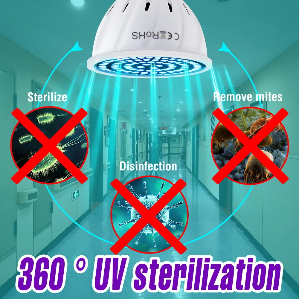 LED UV Desinfection Lamp E14 Sterilizer Light E27 GU10 Base UVC Germicidal Bulb 48 60 80leds Ultraviolet | Освещение