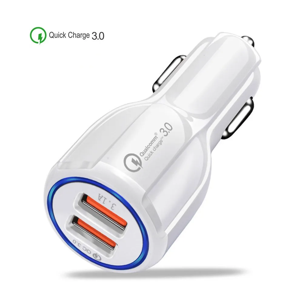 3 порта USB зарядное устройство 3.1A автомобильное зарядное устройство для мобильного телефона быстрое зарядное устройство адаптер для iphone huawei samsung Quick charger 3,0 - Тип штекера: White 2USB