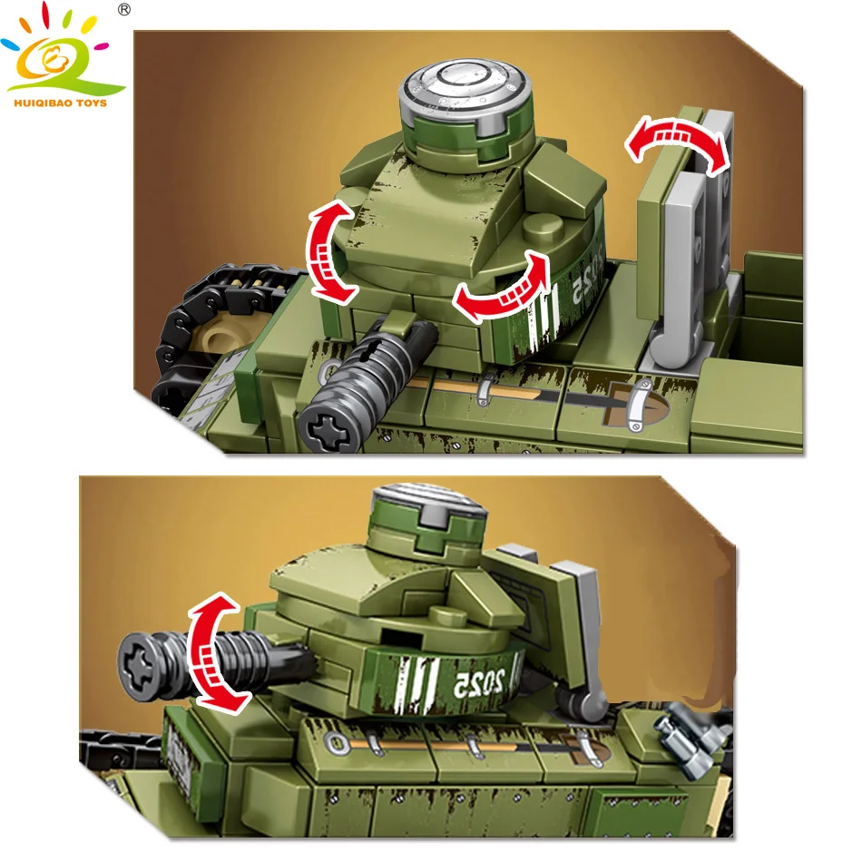 HUIQIBAO игрушки 368 шт армия FR Renault FT 17 Танк строительные блоки для детей Военные