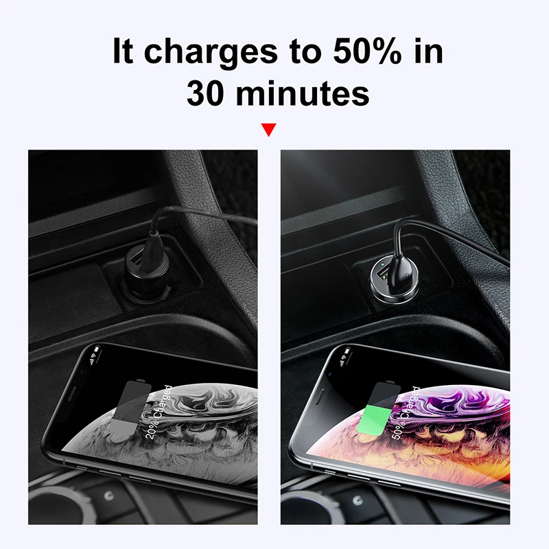 Универсальное автомобильное зарядное устройство Baseus с 2 USB портами 1 а/1 0 А 80 Вт 12