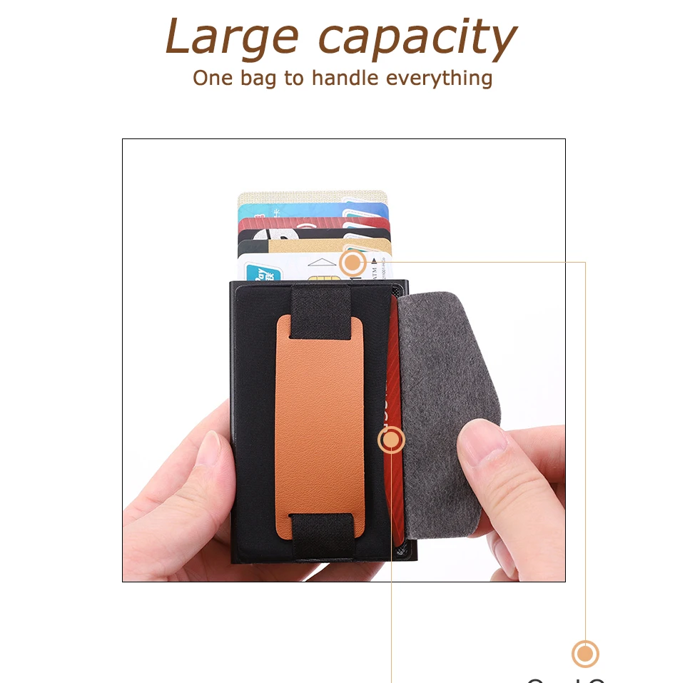 RFID смарт-кошелек держатель кредитной карты металлический тонкий мужской кошелек пройти секретный всплывающий минималистичный кошелек маленький черный кошелек