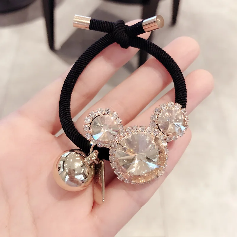 

Korea Colorful Geometric Crystal Ball Elastic Hair Bands Rubber Band Hair Accessories For Girls Hair Ties Gum for Hair