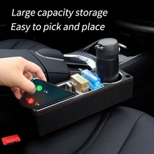 Car Dual USB Charger Seat Gap Slit Box Phone Bottle Cups Holder Box PU Leather Car Seat Gap Separate Storage Box Car Accessories