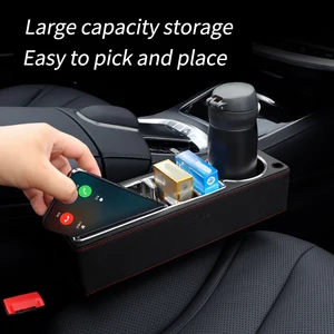 car dual usb charger seat gap slit box phone bottle cups holder box pu leather car seat gap separate storage box car accessories free global shipping