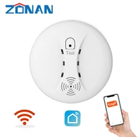 zonan tuya wifi smoke detector independent fire alarm wireless high db loudspeaker smart life app sensor for home security