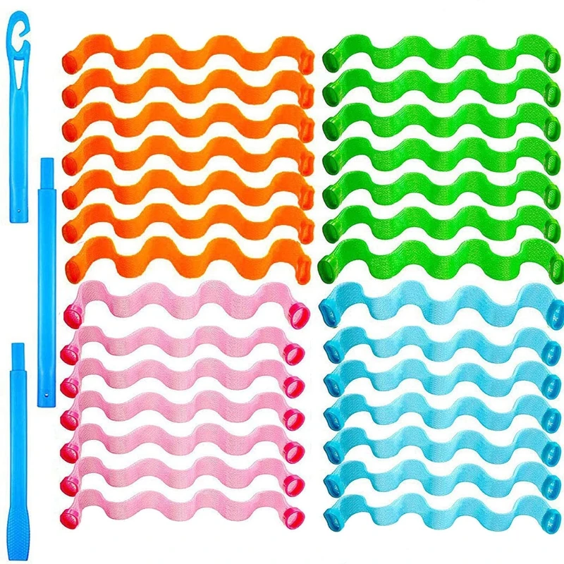 

28pcs Wave Formers Hair Curlers Long Hair Kit Spiral Curls DIY Rollers No Heat with 2pcs Styling Hooks for Women Girls