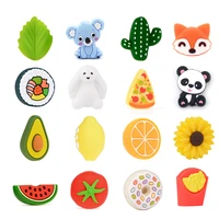 lofca 10pcs leaf silicone beads donuts bpa free food grade baby silicone cactus teething beads toys baby pacifier chain gift diy