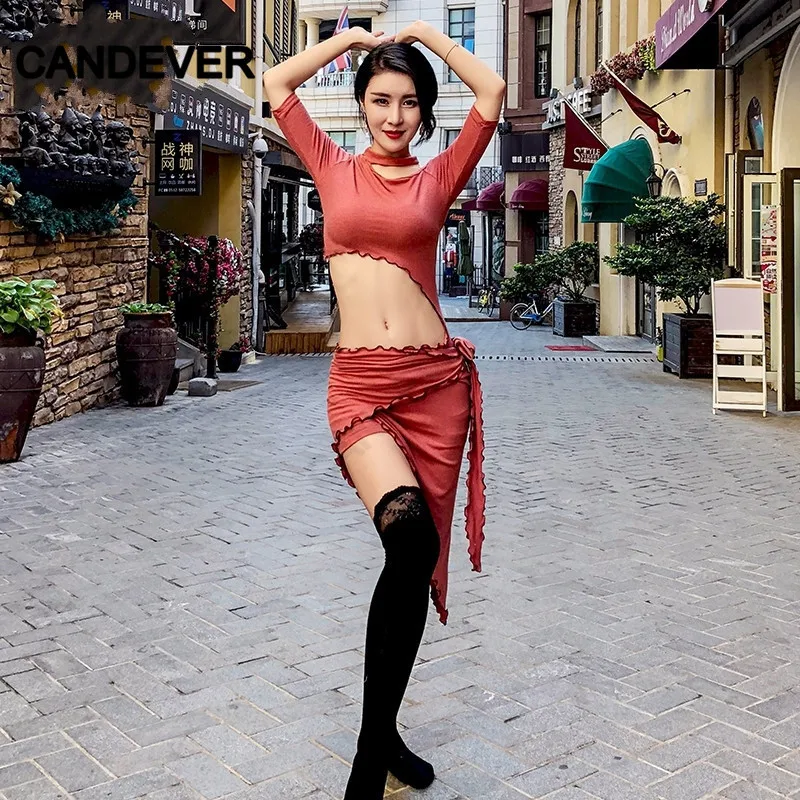 Танцевальный Костюм для взрослых танца живота комплект с топом и юбкой разрезом