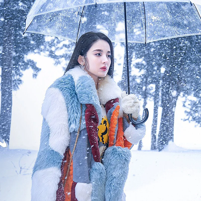 Женская куртка из искусственного меха длинная теплая оверсайз с цветными