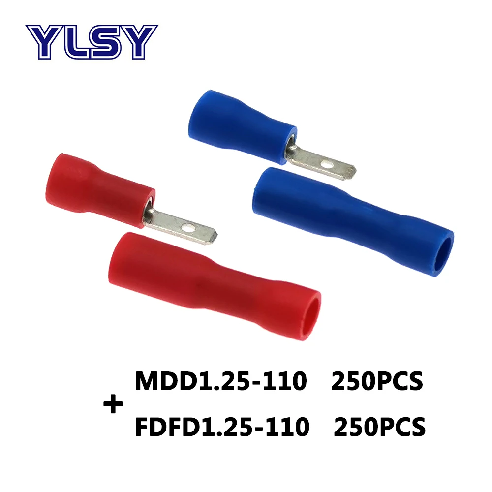 500 шт. 2 8 мм изолированных обжимных разъёмов коннекторов для мужчин и женщин MDD FDD