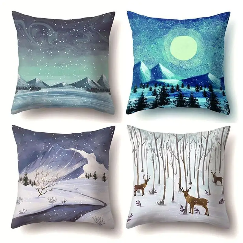 

Ice Scenery Cute Pillow Cover Cartoon Polyester Pillow Throw Cover Pillows Case Car Office For Bedroom Throw 45*45c Waist P Z8J5