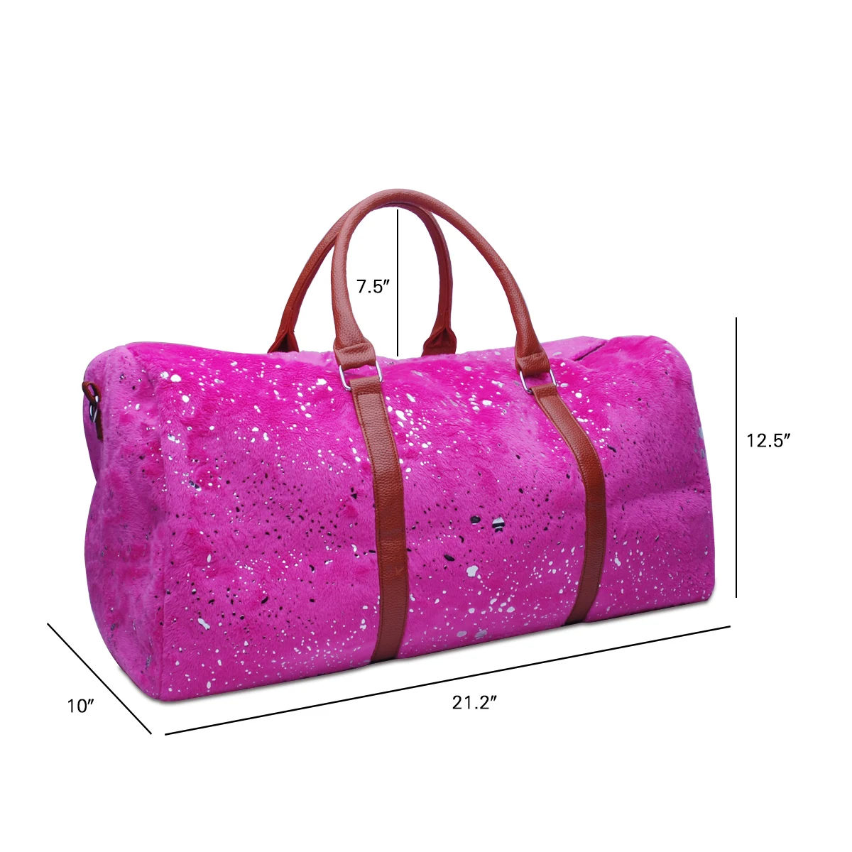 103 1PCS New Design Luxury Pink Plush PU Leather Travel Duffle Large Capacity Weekend Holiday Handbag Clutch Wrist Bag For Party