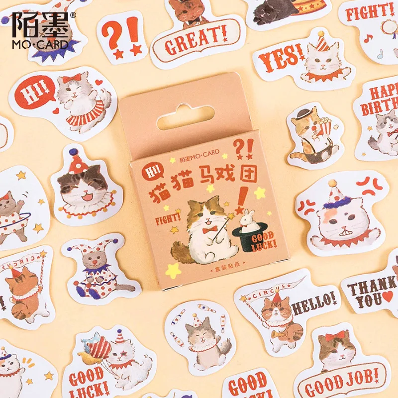 

45 шт./кор. милый кот Цирк серии журнал декоративные наклейки Скрапбукинг Diy ярлыком канцелярские наклейки для дневника, альбома