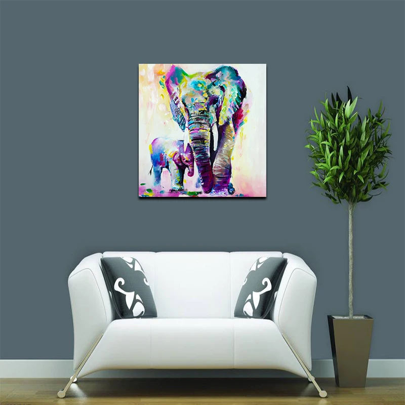 Бескаркасная винтажная роспись Слон самодельная маслом красочная современная
