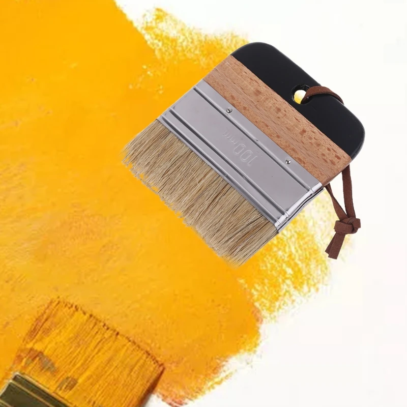 

Wide Flat Chalk Paint Wax Brush Ergonomic Wood Handle Natural Bristle Brushes Furniture Painting Waxing Tool DropShipping