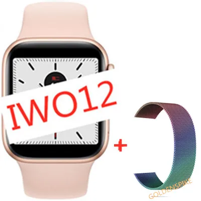 IWO 12 Watch series 5 1:1 Смарт-часы женские человек 40/44 мм для apple iPhone X 11 IOS Android телефон smartwatch IWO12 PK IWO 11/10 - Цвет: add  steel strap