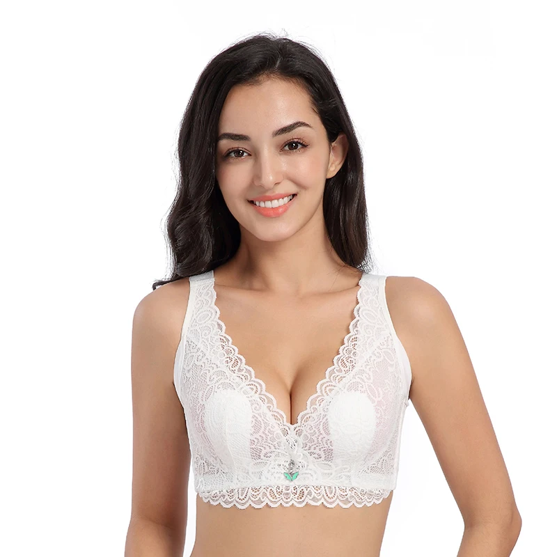

Plus Size Sexy Ultra-thin Lace Bralette Push Up Women Bra Summer Lingerie Bras Camisole Ladies Breathable Underwire Brassiere